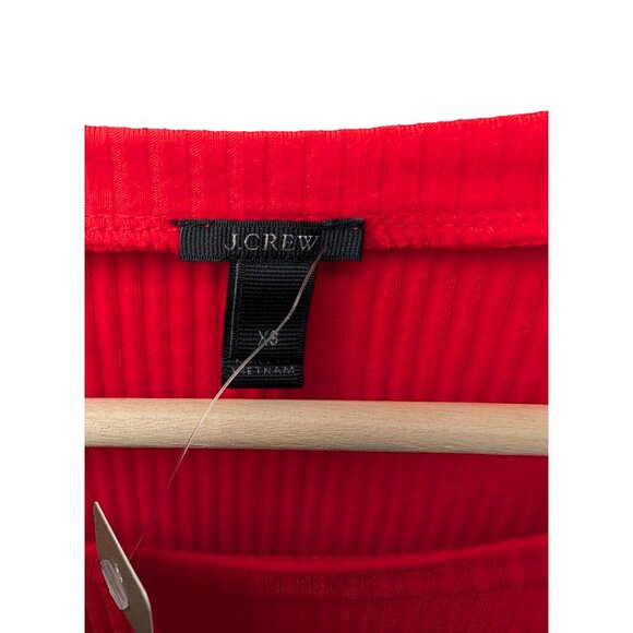 J.Crew Red Ribbed Knit Bell Sleeve Top Women's XS Long Sleeve NWT New with Tags - Picture 4 of 11